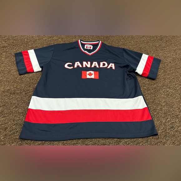 CANADA EMBROIDERED SNOWCAP VNECK HOCKEY JERSEY YOUTH/KIDS SIZE LG - Picture 1 of 3